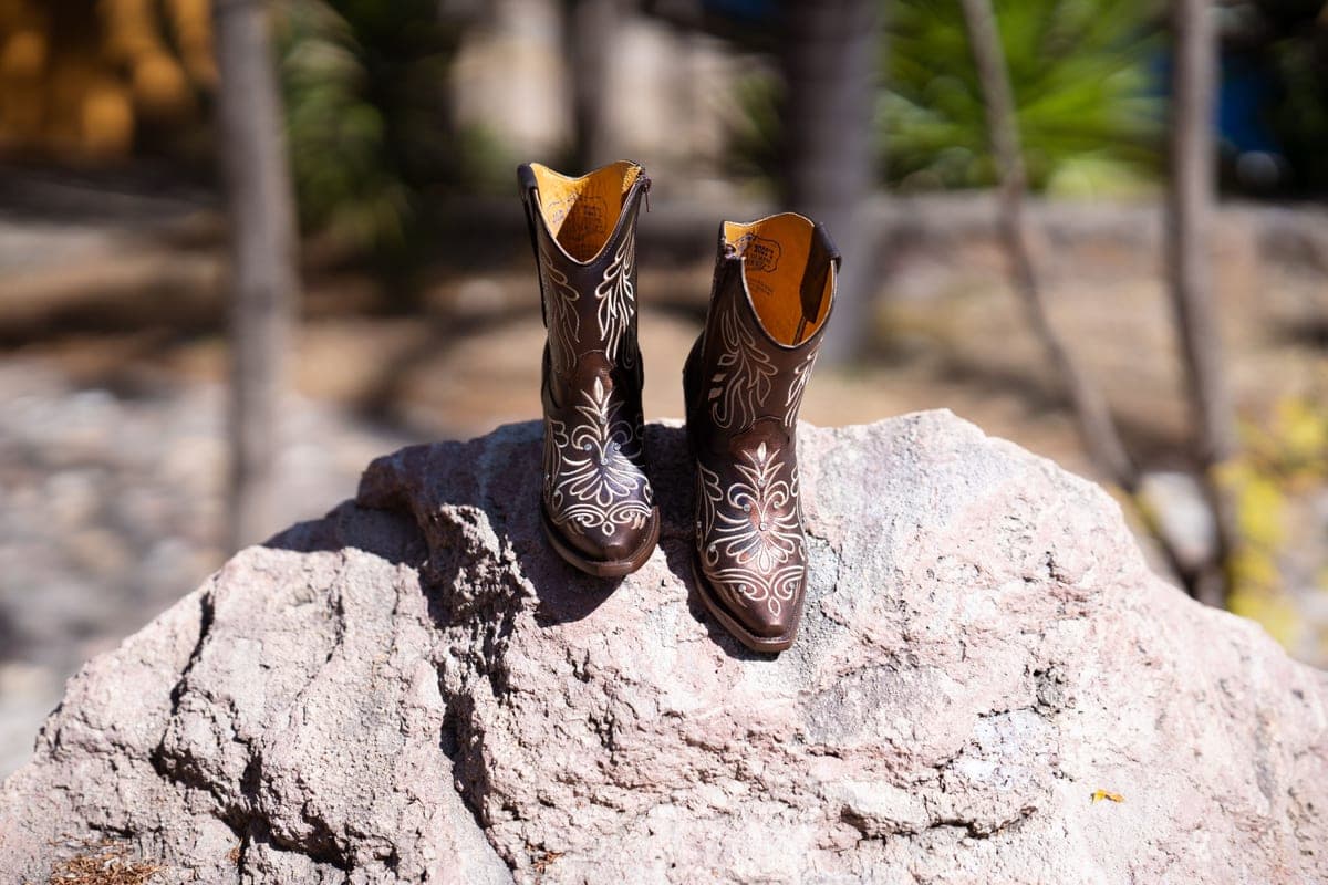 Close-up of a western boot toe