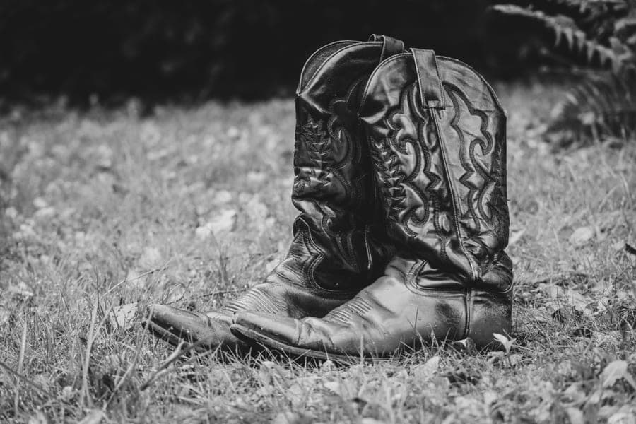 Black leather western boots